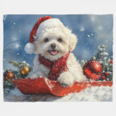 Couverture Polaire Bichon Frise Chien dans la boue Laisser passer la  (Devant (Horizontal))