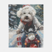 Couverture Polaire Bichon Frise Chien équitation Moto Noël (Devant)