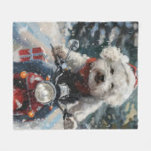 Couverture Polaire Bichon Frise Chien équitation Moto Noël (Devant (Horizontal))