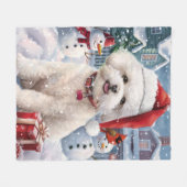 Couverture Polaire Bichon Frise Chien Hiver Merveilles Pays de Noël J (Devant (Horizontal))