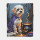 Couverture Polaire Bichon Frise Chien Whimsical Halloween Peinture (Devant)