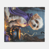 Couverture Polaire Bichon Frise Chien Whimsical Halloween Peinture (Devant (Horizontal))