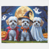 Couverture Polaire Bichon Frise Chiens Citrouille Halloween Funny (Devant (Horizontal))