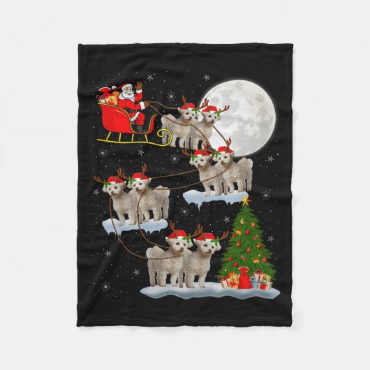 Couverture Polaire Bichon Frise Dog Santa Sleigh Flying Funny Magical (Devant)