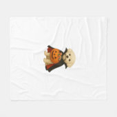 Couverture Polaire Bichon Frisé Halloween Vampire Pup avec Citrouille (Devant (Horizontal))
