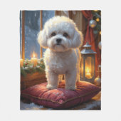 Couverture Polaire Bichon Frise With Christmas Lights Holiday (Devant)