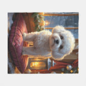 Couverture Polaire Bichon Frise With Christmas Lights Holiday (Devant (Horizontal))
