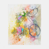 Couverture Polaire Bicyclette et fleurs  (Devant)