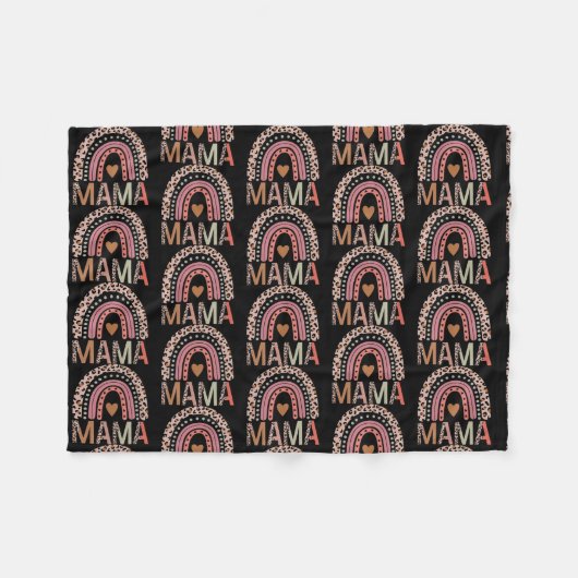 Couverture Polaire Bienheureuse Mama drôle Leopard Boho mignon arc-en (Devant (Horizontal))