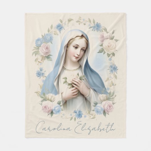 Couverture Polaire Bienheureux Marie Religieuse Florale Roses Roses R (Devant)