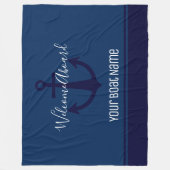 Couverture Polaire Bienvenue à bord Nom du bateau Ancre nautique (Devant)