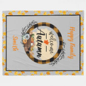 Couverture Polaire Bienvenue Automne Citrouille Vintage (Devant (Horizontal))