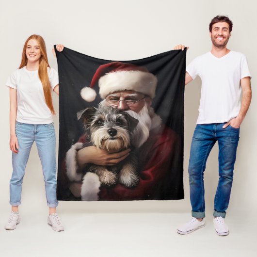 Couverture Polaire Biewer Terrier Avec Noël Festif Du Père Noël (En situation)