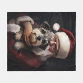 Couverture Polaire Biewer Terrier Avec Noël Festif Du Père Noël (Devant (Horizontal))