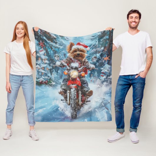 Couverture Polaire Biewer Terrier Chien équitation Moto Noël (En situation)