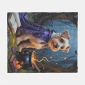 Couverture Polaire Biewer Terrier Chien Whimsical Halloween Peinture (Devant (Horizontal))