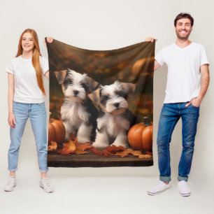 Couverture Polaire Biewer Terrier Chiot Automne Citrouille délice