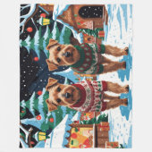 Couverture Polaire Biewer Terrier Dogs Christmas Snow Holiday (Devant)