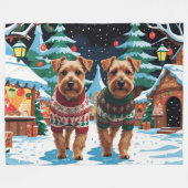 Couverture Polaire Biewer Terrier Dogs Christmas Snow Holiday (Devant (Horizontal))