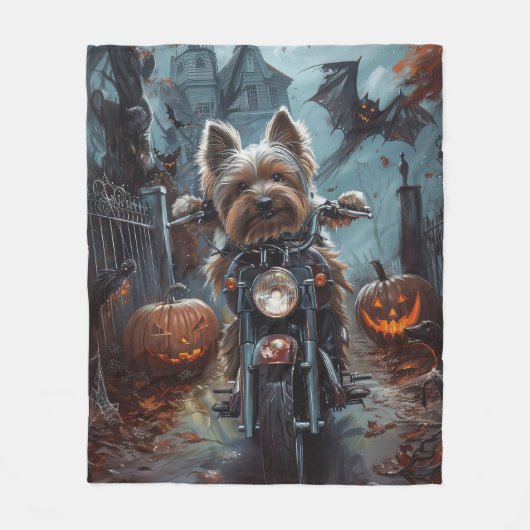 Couverture Polaire Biewer Terrier équitation Moto Halloween Effrayer (Devant)