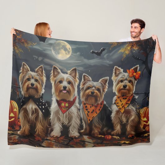 Couverture Polaire Biewer Terrier Halloween Épouvantable (En situation)