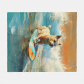 Couverture Polaire Biewer Terrier Plage Surf Peinture (Devant (Horizontal))