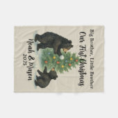 Couverture Polaire Big Brother Little Brother Bear Custom Christmas (Devant (Horizontal))