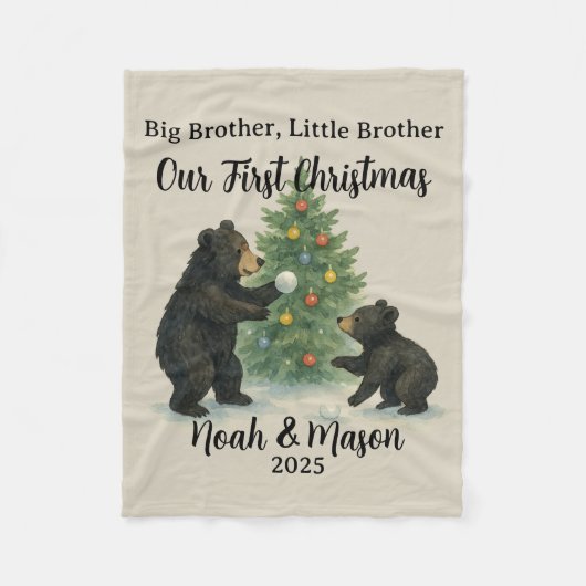 Couverture Polaire Big Brother Little Brother Bear Custom Christmas (Devant)