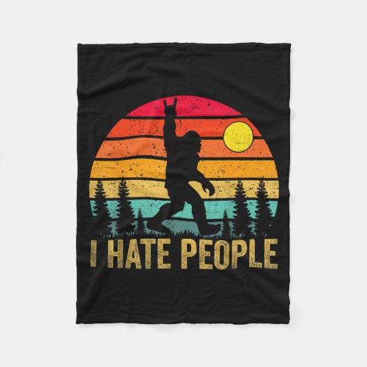 Couverture Polaire Big Foot Sasquatch I Hate People Funny Bigfoot Vin (Devant)