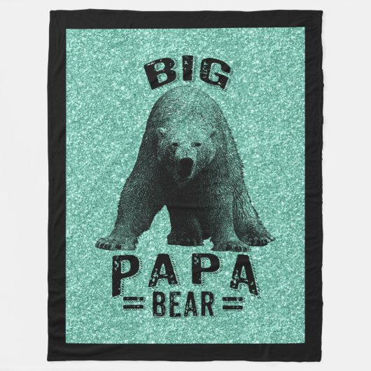 Couverture Polaire Big Papa Bear Black Frame Texte & Ours Polaire (Devant)