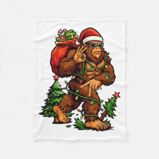Couverture Polaire Bigfoot 67 Christmas Tree Lights Xmas Men Sasquatc (Devant)