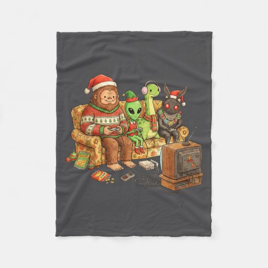 Couverture Polaire Bigfoot Alien Nessie Mothman Retro Gaming Christma (Devant)