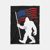 Couverture Polaire Bigfoot Avec Drapeau Américain Drôle 4 juillet Pou (Devant)