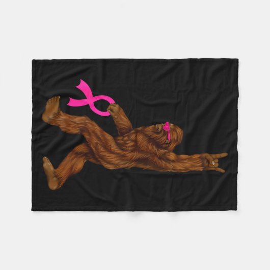 Couverture Polaire Bigfoot Breast Cancer Funny Sasquatch Nk Ribbon (Devant (Horizontal))
