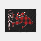 Couverture Polaire Bigfoot Buffalo Plaid Believe Candy Cane Christmas (Devant (Horizontal))