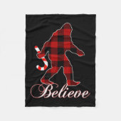 Couverture Polaire Bigfoot Buffalo Plaid Believe Candy Cane Christmas (Devant)