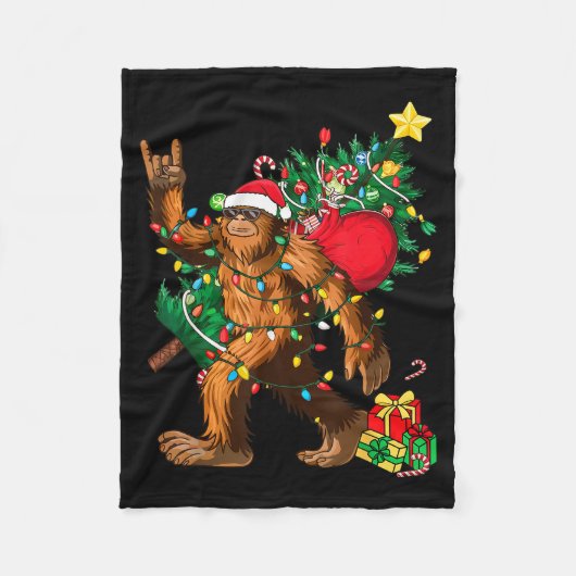 Couverture Polaire Bigfoot Christmas Tree Lights Xmas Boys Men Sasqua (Devant)