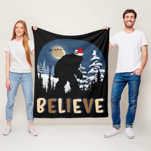 Couverture Polaire Bigfoot Croient En Noël Drôle Sasquatch Noël Noël (En situation)