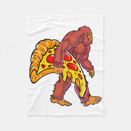 Couverture Polaire Bigfoot drôle marcher avec grande tranche de pizza (Devant)
