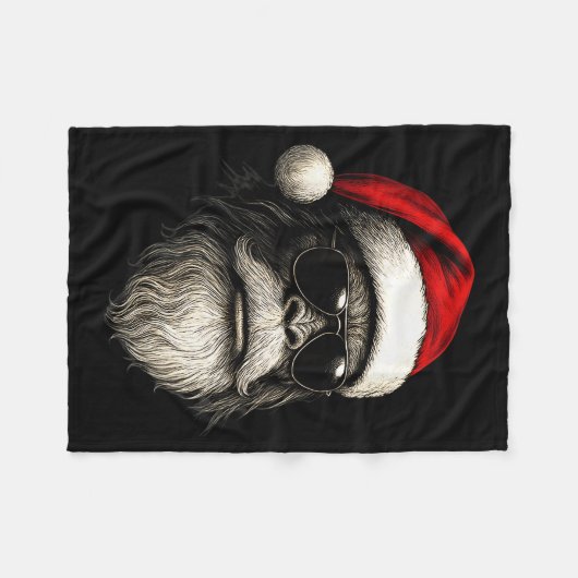 Couverture Polaire Bigfoot Face Sungles Santa Christmas Funny Xmas Sa (Devant (Horizontal))