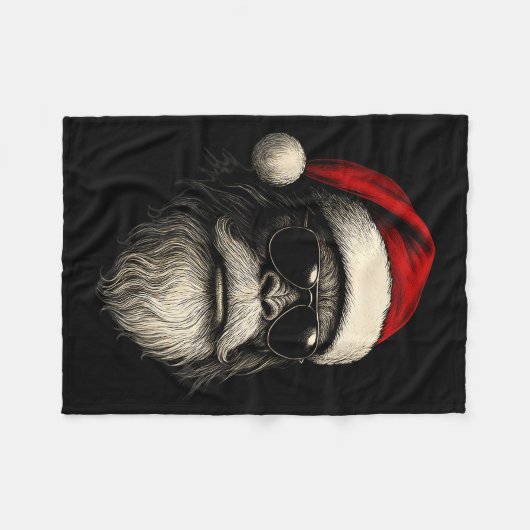 Couverture Polaire Bigfoot Face Sungles Santa Christmas Funny Xmas Sa (Devant (Horizontal))