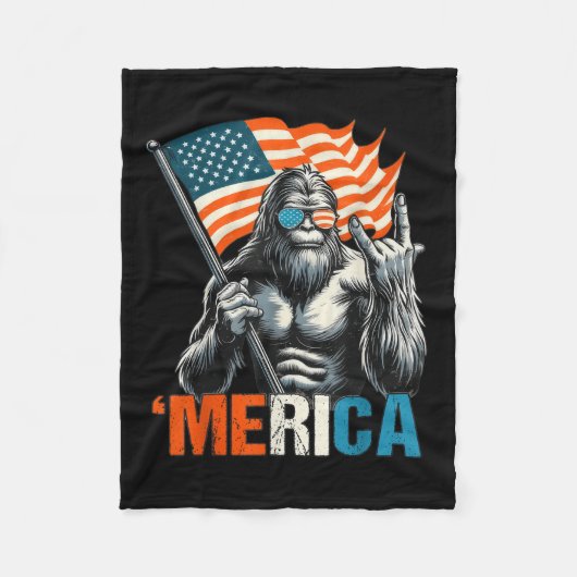 Couverture Polaire Bigfoot Merica Rock Drapeau Américain Patriotique  (Devant)