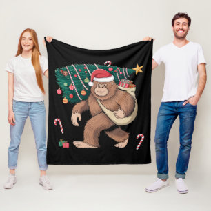 Couverture Polaire Bigfoot Noël Arbre Lumières Noël Sasquatatch Amour