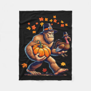 Couverture Polaire Bigfoot Pèlerin Chapeau Jour de dinde Citrouille A