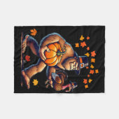Couverture Polaire Bigfoot Pilgrim Hat Turkey Day Pumpkin Thanksgivin (Devant (Horizontal))