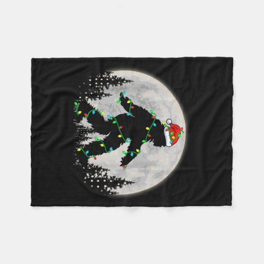 Couverture Polaire Bigfoot Santa Christmas Tree Lights Funny Xmas Sas (Devant (Horizontal))