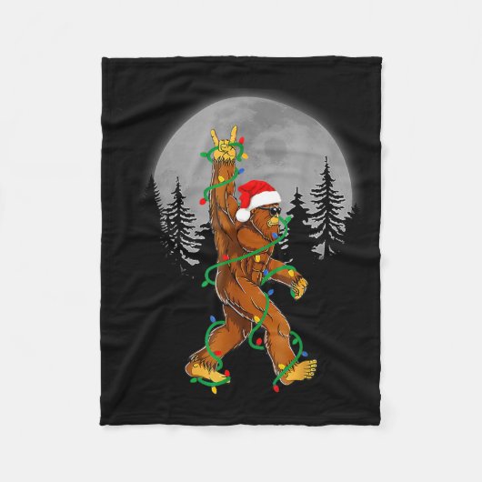 Couverture Polaire Bigfoot Santa Christmas Tree Lights Funny Xmas Sas (Devant)
