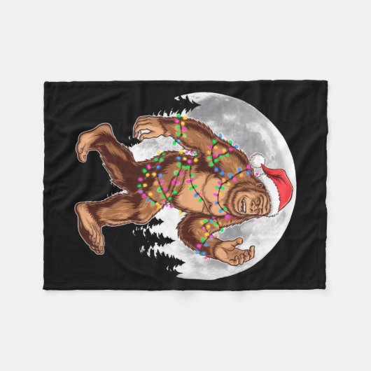 Couverture Polaire Bigfoot Santa Christmas Tree Lights Xmas Sasquatch (Devant (Horizontal))