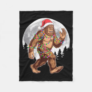 Couverture Polaire Bigfoot Santa Christmas Tree Lights Xmas Sasquatch