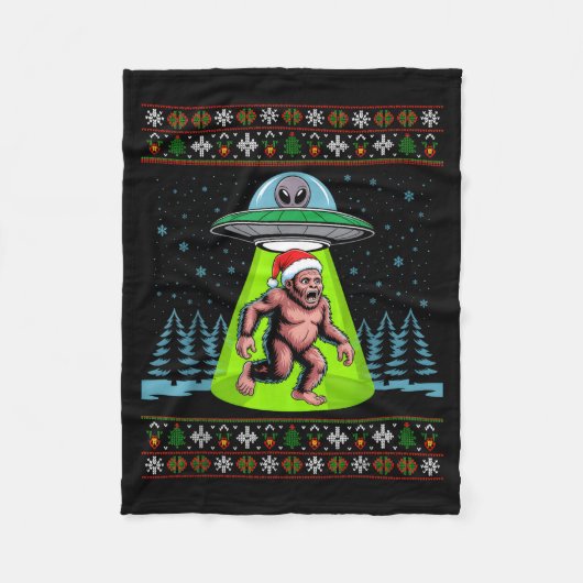 Couverture Polaire Bigfoot Santa Ufo Sasquatch Funny Ugly Christmas S (Devant)